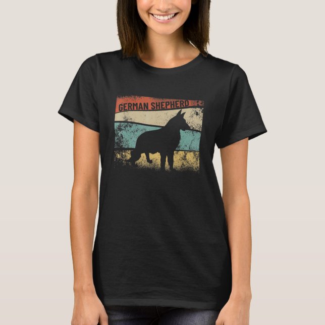 Retro German Shepherd Hund aveln Silhouette German T Shirt (Framsida)
