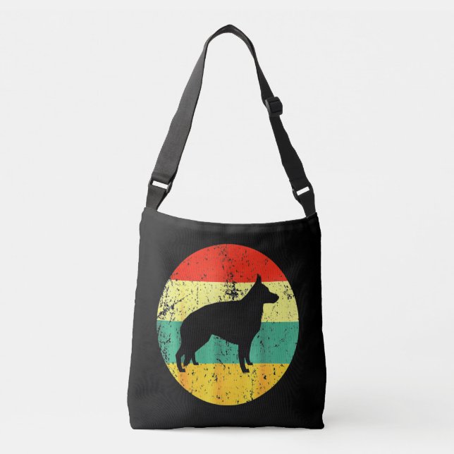 Retro German Shepherd Hund Axelväska (Framsida)