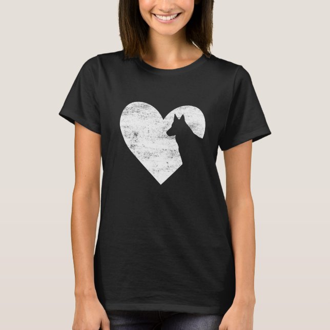 Retro German Shepherd Hund Heart Valentine Day Do T Shirt (Framsida)