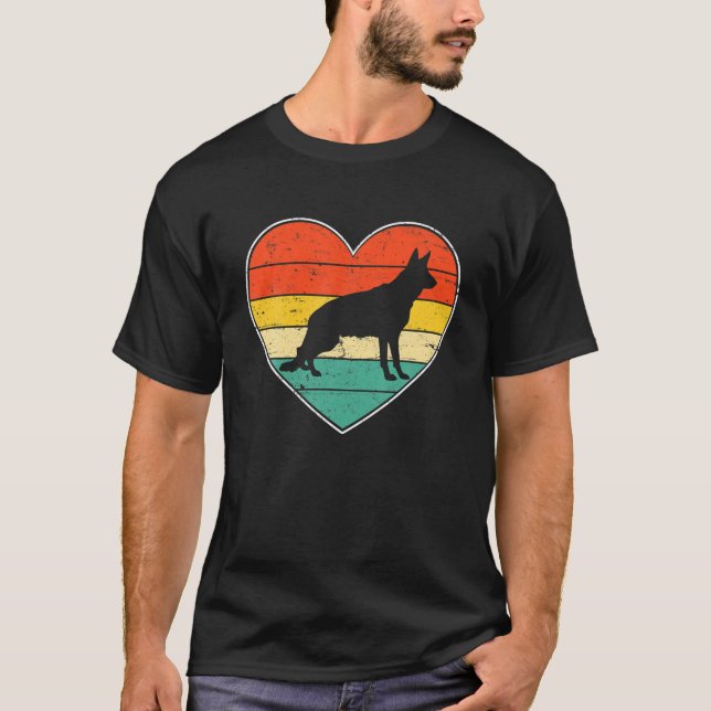 Retro German Shepherd Hund Hearts Puppy Älskare Va T Shirt (Framsida)