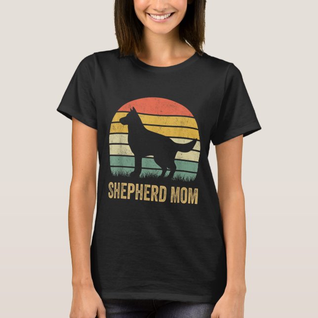 Retro German Shepherd Mamma Gift Hund Mor Pet Shep T Shirt (Framsida)