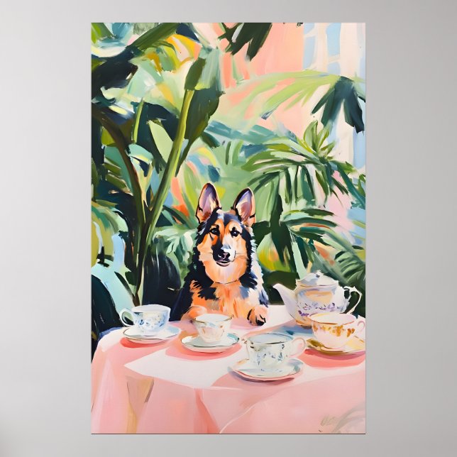 Retro German Shepherd Poster, German Shepherd Oil Poster (Framsidan)