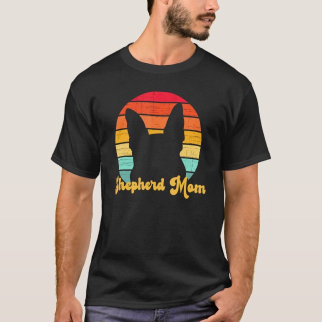 Retro German Shepherd Shepherd Mamma för kvinnor T Shirt (Framsida)