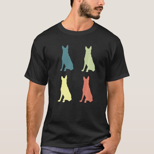 Retro German Shepherd Silhouettes Hundägare T Shirt (Framsida)