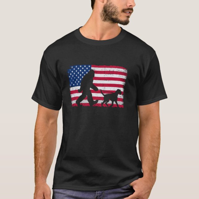 Retro German Wirehsted Pointer 4:e juli USA Ame T Shirt (Framsida)