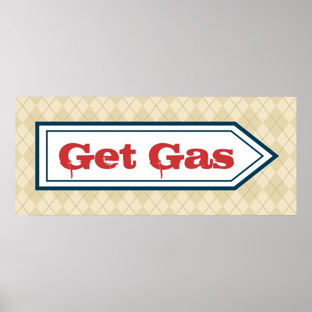 Retro Get Gas Diner Bensinstation Skylt Konst (Framsidan)