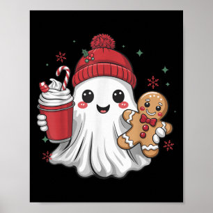 Retro Ghost Beanie Jul Holiday Xmas Kaffe G Poster