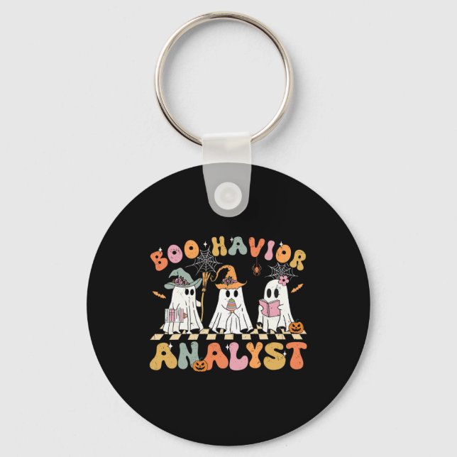 Retro Ghost Boo Havior Analyst Therapist Bcba Hall Nyckelring (Framsida)