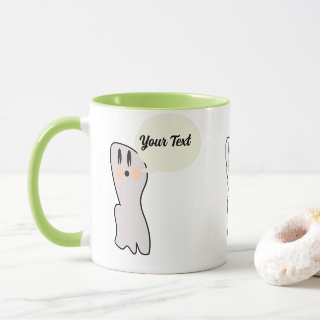 Retro Ghost Boo Namn-meddelande Halloween Mugg (Med munk)