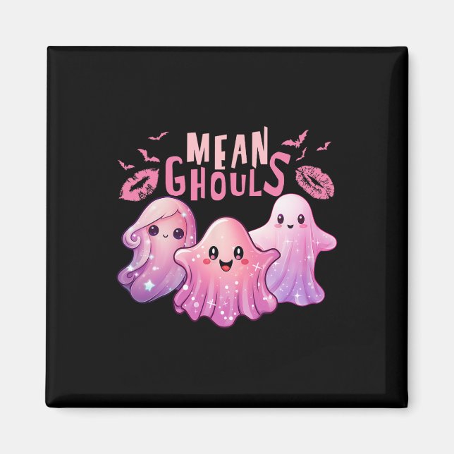 Retro Ghost Elak Ghouls Roligt Halloween Spooky Se Magnet (Framsidan)