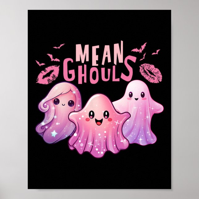 Retro Ghost Elak Ghouls Roligt Halloween Spooky Se Poster (Framsidan)