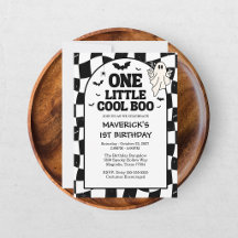 Retro Ghost Ett Halloween Pojke 1-års Födelsedag