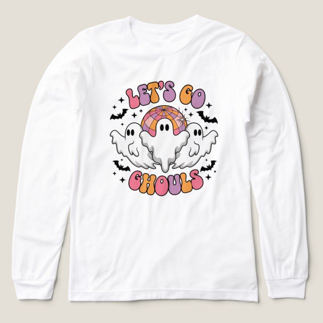 Retro Ghost Halloween T-Shirt - "Let's Go Ghouls (Design framsida)