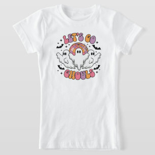 Retro Ghost Halloween T-Shirt - "Let's Go Ghouls