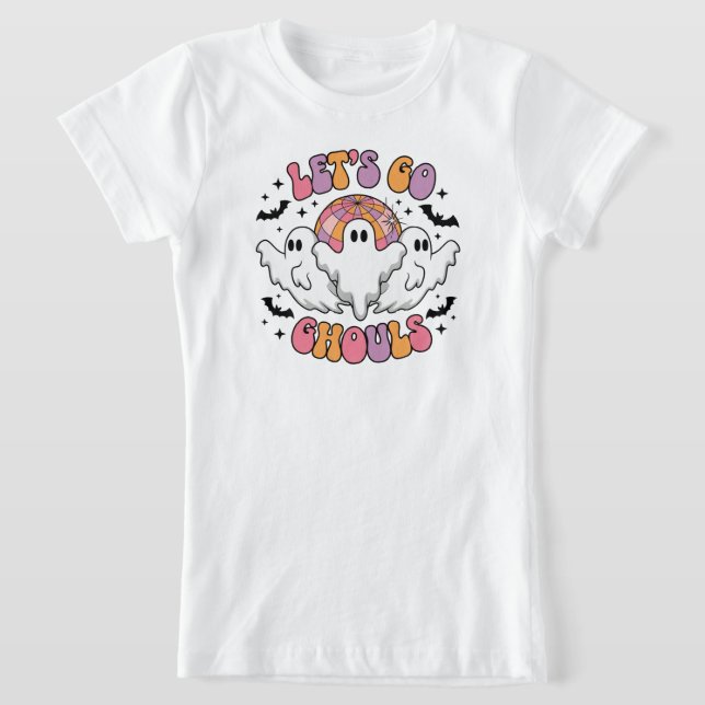 Retro Ghost Halloween T-Shirt - "Let's Go Ghouls (Laydown)