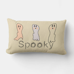Retro Ghost Hand Lettering Spöklik Tan  Lumbarkudde