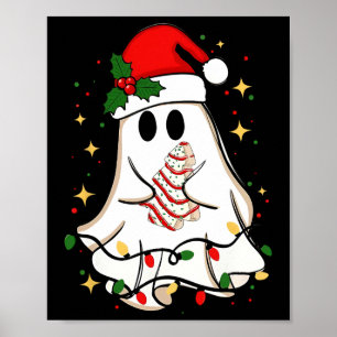 Retro Ghost juljul Helgdag Julafton Santa Hat Poster