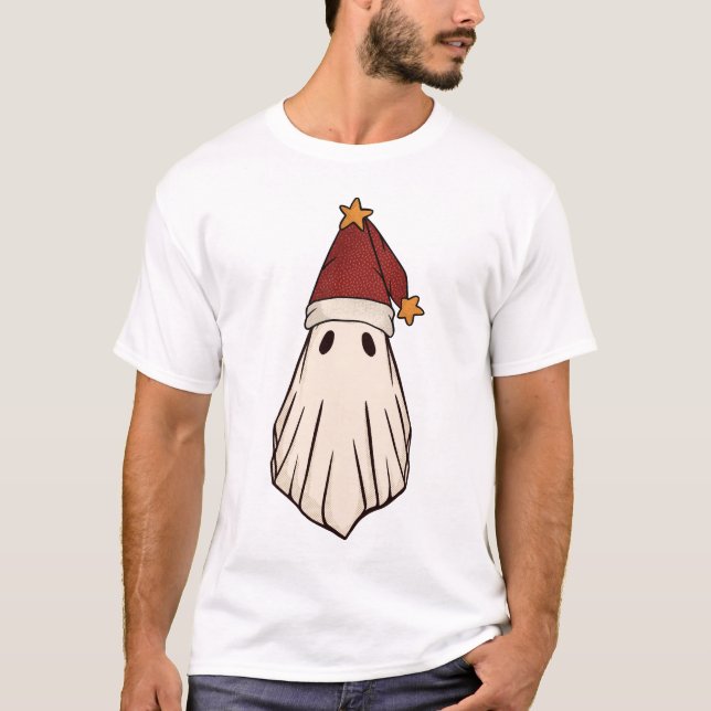 Retro Ghost juljul Helgdag Julafton Santa Hat T Shirt (Framsida)