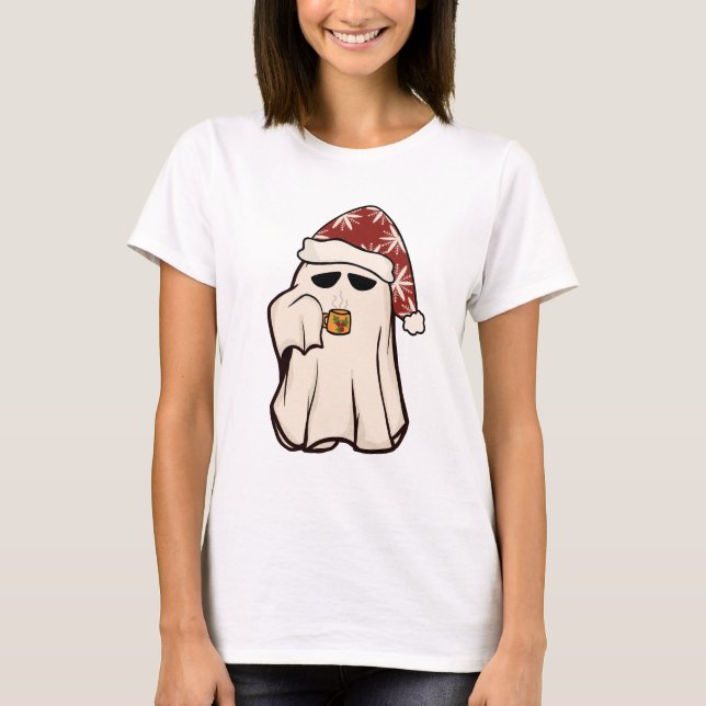 Retro Ghost juljul Helgdag Julafton Santa Hat T Shirt (Framsida)