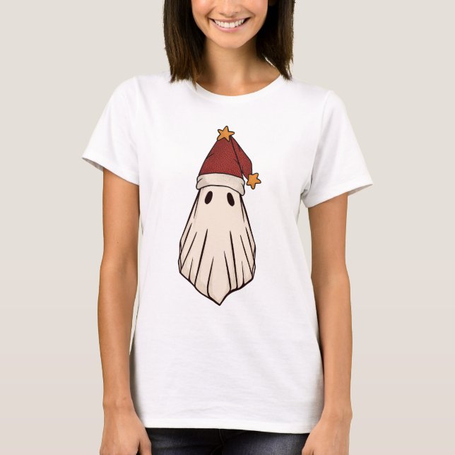 Retro Ghost juljul Helgdag Julafton Santa Hat T Shirt (Framsida)