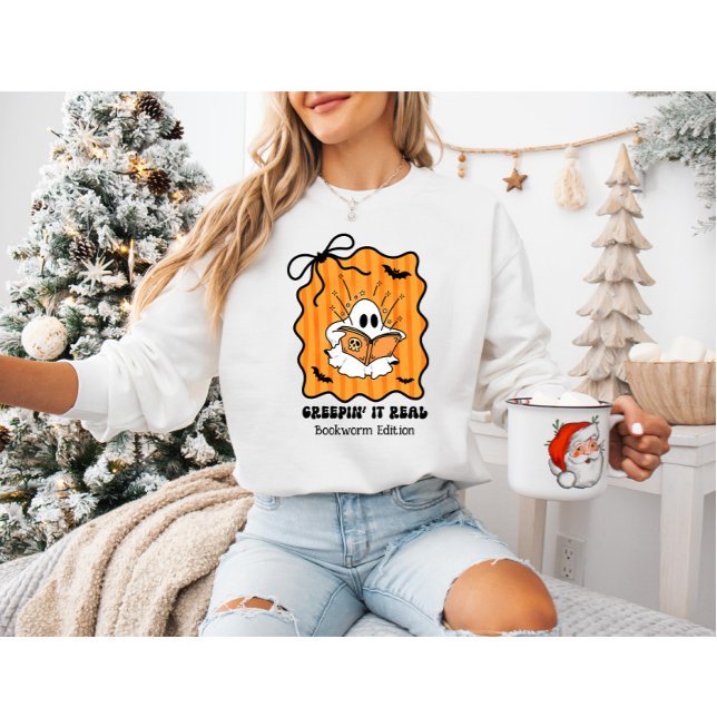 Retro Ghost-läsning med "Creepin" it Real" T Shirt (Skapare uppladdad)