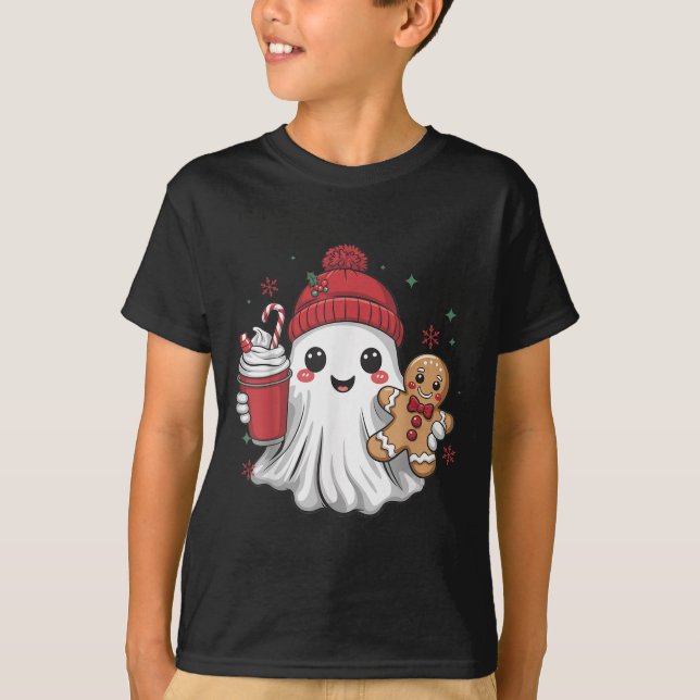 Retro Ghost-mössa jul jultid Xmas kaffe G T Shirt (Framsida)