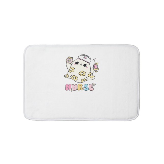 Retro Ghost Nurse Halloween Design Classic T-Shirt Badrumsmatta (Framsidan)