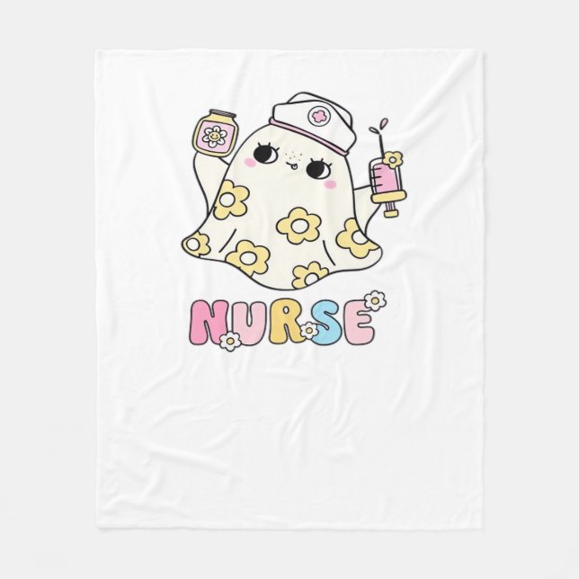 Retro Ghost Nurse Halloween Design Classic T-Shirt Fleecefilt (Framsidan)