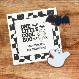 Retro Ghost One Halloween Boy 1st Birthday Pappersservett