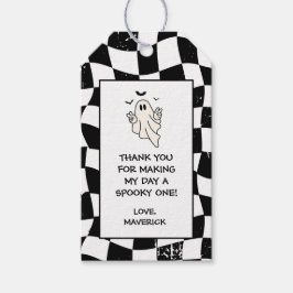 Retro Ghost One Halloween Boy 1st Birthday Presentetikett