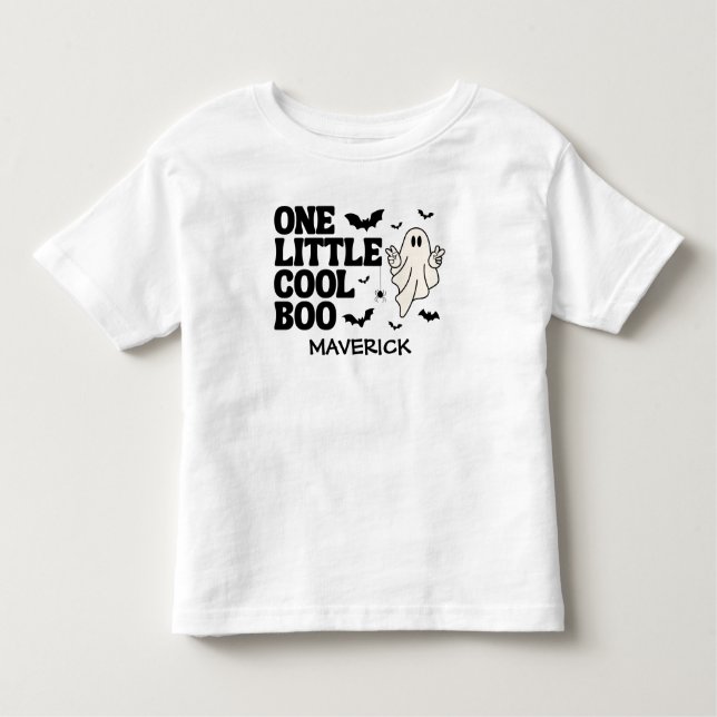 Retro Ghost One Halloween Boy 1st Birthday T Shirt (Framsida)