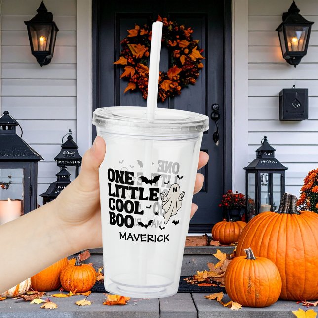Retro Ghost One Halloween Pojke 1-årsdag Take Away Mugg (Skapare uppladdad)