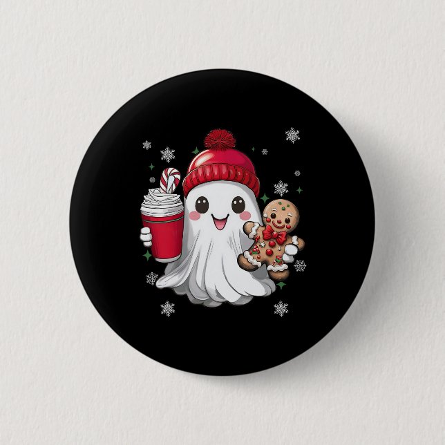 Retro Ghostmössa Jul Högtid Xmas Kaffe G Knapp (Framsida)