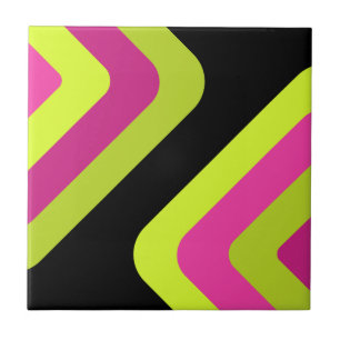 Retro Giant Diamonds Chartreuse Magenta Kakelplatta