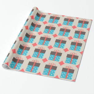Retro Gift Box Blue and Brown Presentpapper
