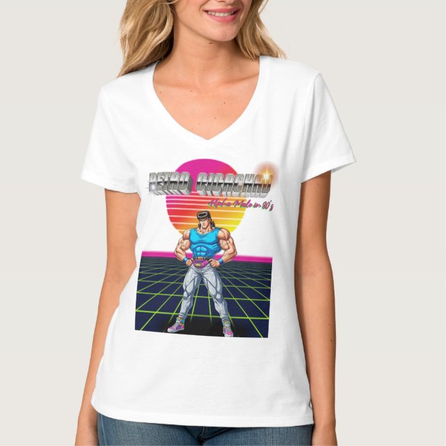 Retro Gigachad  T Shirt (Framsida)