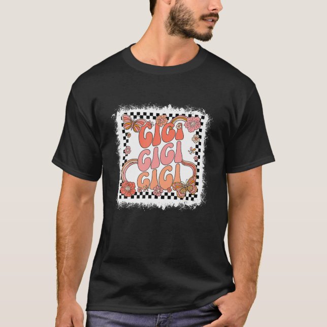 Retro Gigi Blommigt - tacksamt tacksamt tacksam, v T Shirt (Framsida)