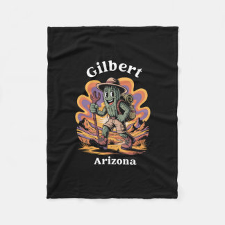 Retro Gilbert Arizona Hiking Trail Adventure Cactu Fleecefilt