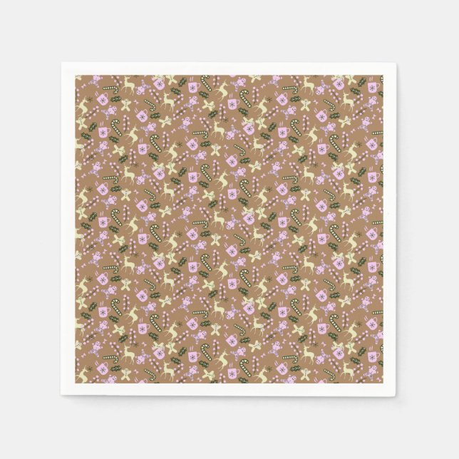 Retro Gingerbröd Hjort Candycane Treats jul Pappersservett (Framsidan)