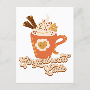 Retro Gingergold Latte Coffee Vykort