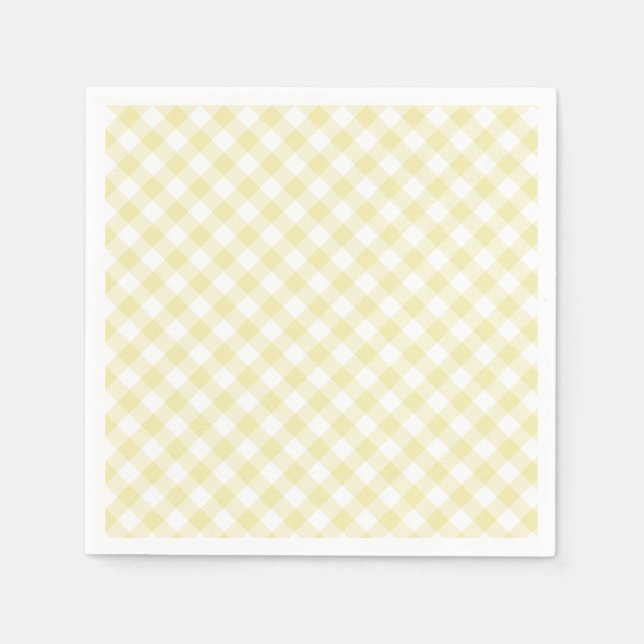 Retro Gingham Butter Yellow Pappersservett (Framsidan)