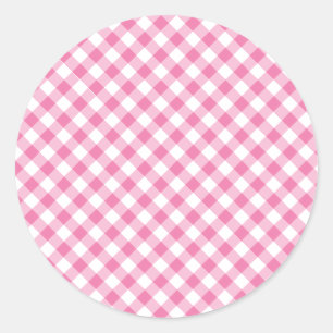 Retro Gingham Fuchsia Rosa Runt Klistermärke