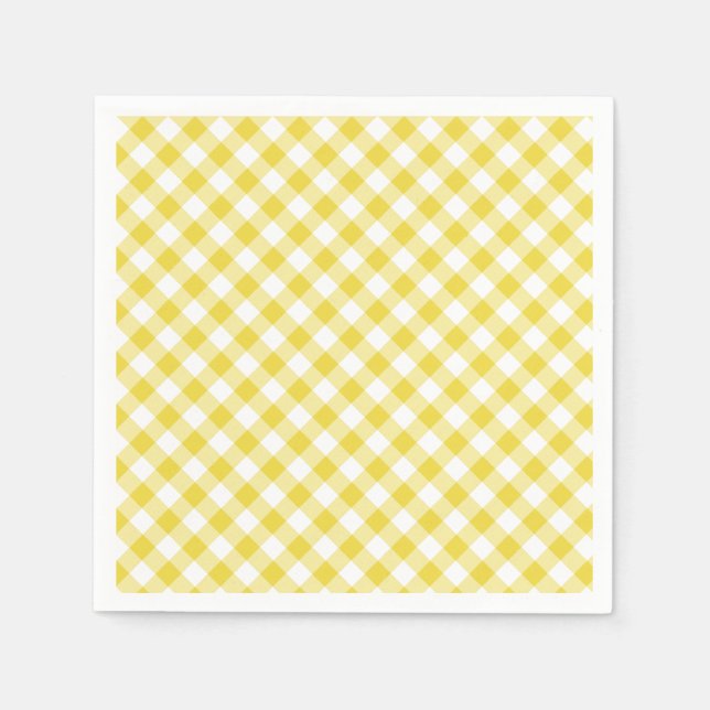 Retro Gingham Golden Yellow Pappersservett (Framsidan)