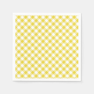 Retro Gingham Guldgul Pappersservett