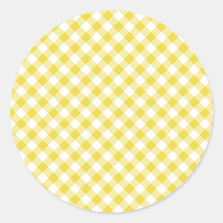 Retro Gingham Guldgul Runt Klistermärke