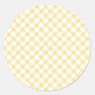 Retro Gingham Kanariegul Runt Klistermärke