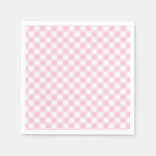 Retro Gingham Ljus Rosa Pappersservett