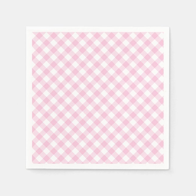 Retro Gingham Ljus Rosa Pappersservett (Framsidan)