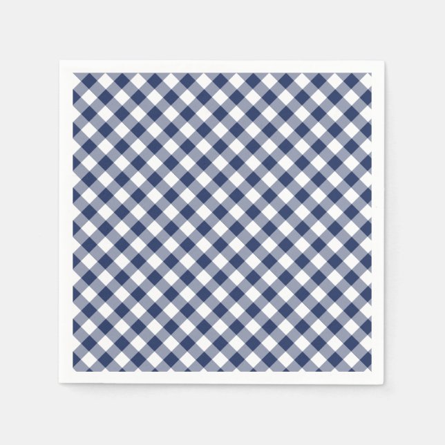 Retro Gingham Marinblå Pappersservett (Framsidan)