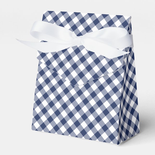 Retro Gingham Marinblå Presentaskar (Framsidan Sidan)